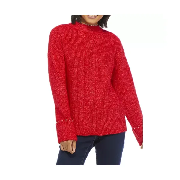 crown---ivy™-womens-long-sleeve-mock-neck-pearl-trim-sweater,-red,-xxl/