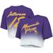 Women's Majestic Threads Justin Jefferson Purple/White Minnesota Vikings Dip-Dye Player Name & Number Crop Top