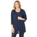 Plus Size Women's Shadow Stripe Cardigan by Catherines in Navy (Size 0X)