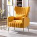 Lounge Chair - Everly Quinn Kealeigh 27.6" Wide Tufted Velvet Lounge Chair Velvet in Yellow | 39.8 H x 27.6 W x 32.9 D in | Wayfair