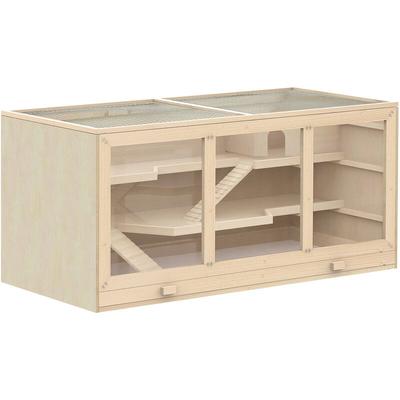 Hamsterkäfig Nagerkäfig Kleintierstall aus Holz Mäusekäfig mit Treppen Kleintierkäfig Nagervilla