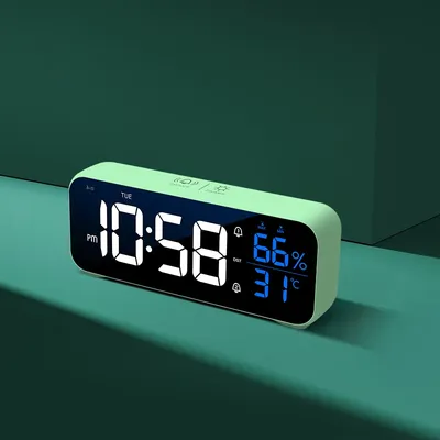 Réveil numérique LED avec musique commande vocale température humidité horloges de bureau