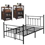 Taomika 3-Pieces Modern Bedroom Sets with Black Bed Frame