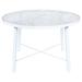 LeisureMod Devon Round Glass Top Aluminum Base Outdoor Dining Table - 47.25 x 47.25