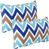 Sunnydaze 2 Indoor/Outdoor Lumbar Throw Pillows - 12 x 20-Inch - Chevron Bliss