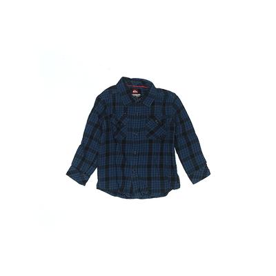 Quiksilver Long Sleeve Button Down Shirt: Blue Plaid Tops - Size 3Toddler