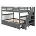 Harriet Bee Stairway Full-over-full Bunk Bed w/ Twin Size Trundle,storage & Guard Rail For Bedroom,dorm,bed, Bunk Bed, Child Bed, Adult in Brown/Gray