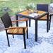 Harriet Bee Neston Square 2 - Person 31.5" Long Outdoor Dining Set Wood/Metal in Black/Blue/Brown | Wayfair 70A381CAEAA84FE3A45286CA0E97ED59