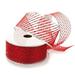 Ribbon Traditions Metallic Banded Edge Sheer Diagonal Wired Ribbon 2 1/2 by 25 Yards - Red / Silver