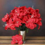 10 Bushes | 60 Pcs | Red | Artificial Eastern Silk Lilies Wholesale Flowers - Clearance SALE