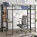 Twin Metal Loft Bed with 2 Shelves and one Desk