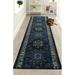 Blue/Navy 228 x 26 x 0.4 in Area Rug - Andover Mills™ Oriental Medallion Navy Blue Canvas Backing Hotel Quality Rug by Feet | Wayfair