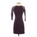 Express Casual Dress - Bodycon: Purple Solid Dresses - Women's Size X-Small