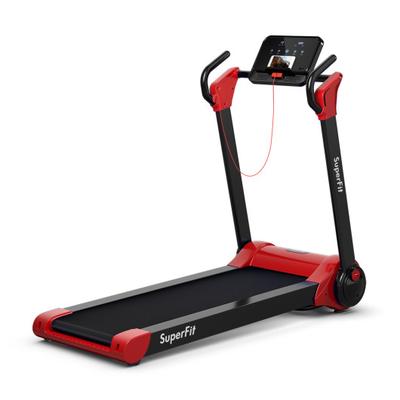 Costway 2.25 HP Electric Motorized Folding Running Treadmill Machine with LED Display-Red