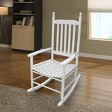 Modern Wooden Solid Hardwood Comfort and Safety Porch Rocker Chair for Used On The Balcony, Porch, Etc, White 05