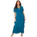 Plus Size Women's Tiered Chiffon Maxi Dress by Catherines in Teal (Size 0X)