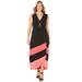 Plus Size Women's Cascading Stripe Maxi Dress by Catherines in Black Soft Geranium Sweet Coral (Size 6X)