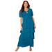 Plus Size Women's Tiered Chiffon Maxi Dress by Catherines in Teal (Size 5X)