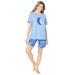 Plus Size Women's Knit PJ Short Set by Dreams & Co. in French Blue Tie Dye Moon (Size 4X) Pajamas