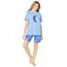 Plus Size Women's Knit PJ Short Set by Dreams & Co. in French Blue Tie Dye Moon (Size 2X) Pajamas