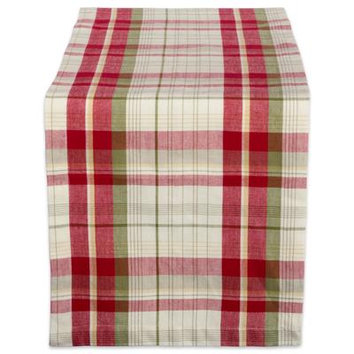 Orchard Plaid Table Runner 14x108 by DII in Red