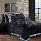 Prime Linens Crushed Velvet Quilted Bedspread Comforter Set 3 Piece Super Soft Bed Throw Diamond with 2 Pillow Cases (Black, Double 3 Piece)