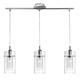 Britalia Polished Chrome & Double Glass Modern 3 Lamp Bar Pendant Ceiling Light | Clear & Frosted Cylindrical Glass Shades | 3 x E14 SES Lamp Bulbs Required (Not Included)