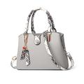 NICOLE & DORIS Handbags for Women New Shoulder Bag Exquisite Ladies Top Handle Bags PU Leather Designer Crossbody Bag with Stripe and Pendants Grey