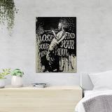 Trinx Black & Saxophone Guy - Lose Your Mind Find Your Soul - 1 Piece Rectangle Graphic Art Print On Wrapped Canvas in White | 36 H in | Wayfair