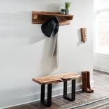 The Twillery Co.® Omaha 36" Wide Cottage Beach House Design Wall Mounted Coat Rack w/ Storage & Bench Set Wood/Metal in Black/Brown | Wayfair