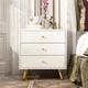 Everly Quinn 3-Drawer Storage Nightstand Bedside Cabinet Furniture Accent End Side Table Chest White Wood in Brown/White | Wayfair