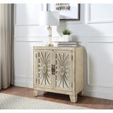 Transitional Glass Doors Antique White Storage Console Table