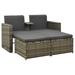 vidaXL 3 Piece Patio Lounge Set with Cushions Poly Rattan Gray - 52" x 24.4" x 30.3"