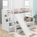 Merax Twin over Full Bunk Bed with Slide, Drawers, Storage Stair for Kids