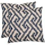 SAFAVIEH Teddy 18-inch Blue Feather Decorative Pillows (Set of 2)