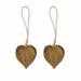 Set of 2 Magnetic Curtain Tieback Wooden Heart Ottawa Small Size - 12"L x 2"W x 1"D