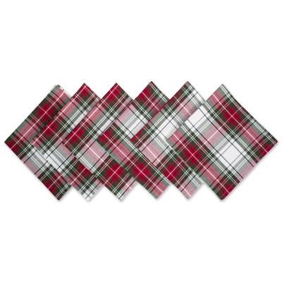 Christmas Plaid Napkin, Set of 6 by DII in Red