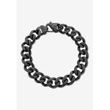 Men's Big & Tall Men'S Black Ion Plated Stainless Steel Curb Link Bracelet (14Mm), 10 Inches by PalmBeach Jewelry in Black