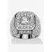 Men's Big & Tall Men'S Platinum Plated Cushion Ring Cubic Zirconia (2 1/3 Cttw Tdw) by PalmBeach Jewelry in White (Size 16)