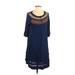 Free People Casual Dress - Shift: Blue Solid Dresses - Used - Size Small