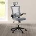 Modern High-Back Mesh Executive Office Chair with Headrest and Flip-Up Arms, Black