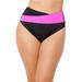 Plus Size Women's Hollywood Colorblock Wrap Bikini Bottom by Swimsuits For All in Black Pink (Size 18)