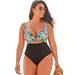 Plus Size Women's Cut Out Underwire One Piece Swimsuit by Swimsuits For All in Hawaiian Tropical (Size 4)
