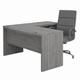 Office by kathy ireland® Echo L Shaped Bow Front Desk with High Back Chair in Modern Gray - Bush Business Furniture ECH034MG