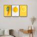 Latitude Run® Pineapple, Lemon & Fruit Wall Art - 3 Piece Picture Aluminum Frame Print Set On Canvas | 24.3 H x 48.3 W x 1.65 D in | Wayfair