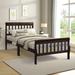 Solid Wood Twin Size Platform Bed Sleigh Bed with Headboard & Footboard, Wood Slat Support