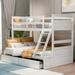 Solid Pine Twin over Full Bunk Bed with Storage & Guardrail, Converts into 2 Individual Beds