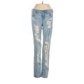 Kensie Jeggings - Mid/Reg Rise Straight Leg Boyfriend: Blue Bottoms - Women's Size 25 - Light Wash