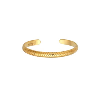 KUZZOI Herren Armreif Oxidiert Offen Basic 925 Silber goldfarben Image