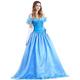 Ladies Sexy Fairy Tale Princess Dress With Gloves Cinderella Costume For Adult Carnival Cosplay Halloween Photo Photography Costume (Size : S)